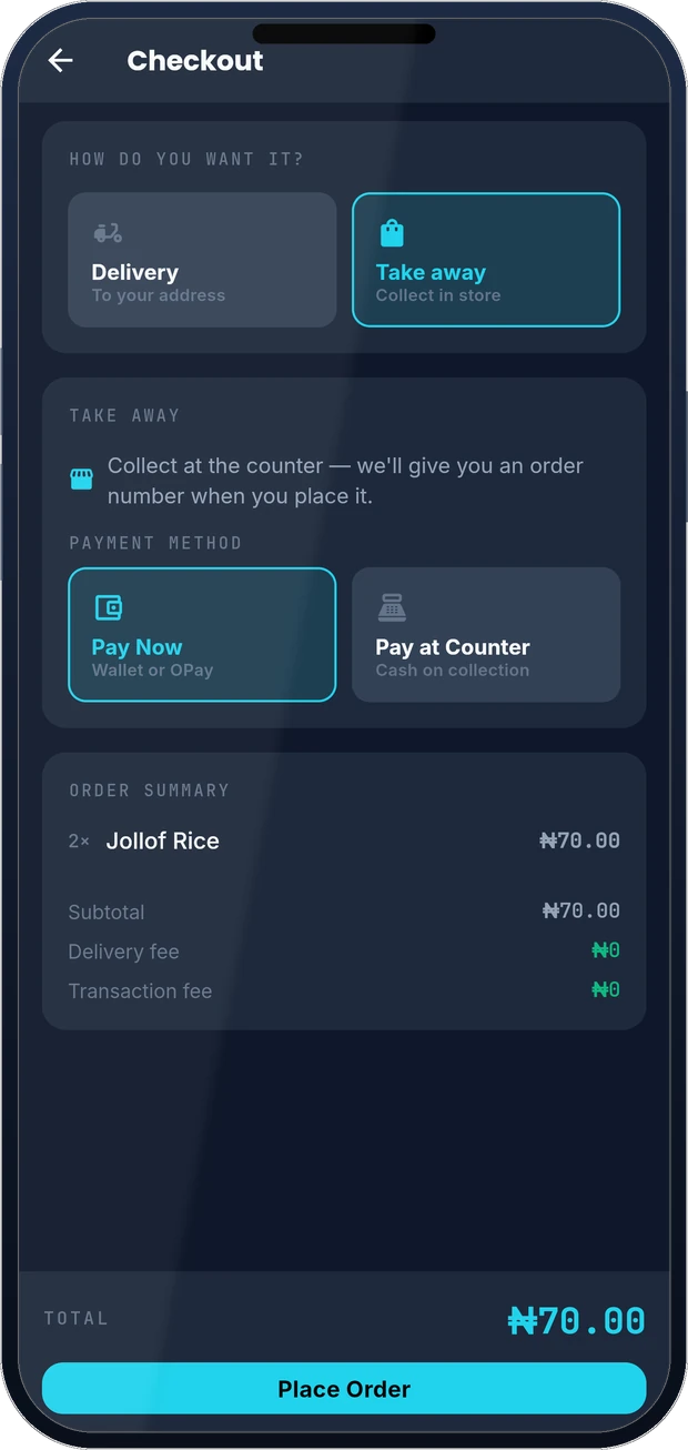 In-app order review and checkout
